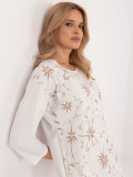 Elegant ecru dress with floral pattern