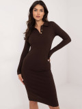 Elegant Brown Dress with Long Sleeves