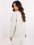 Gray Sweatshirt with Embroidery and Patches