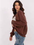 Brown Sweatshirt with Embroidery and Patches