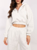 Stylish Hooded Set in Light Gray