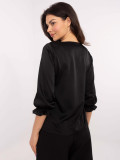 Elegant Black Blouse with 3/4 Sleeves