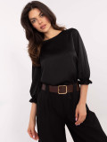 Elegant Black Blouse with 3/4 Sleeves