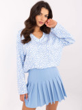 Stylish White Blouse with Blue Animal Print
