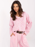 Stylish White Blouse with Pink Pattern