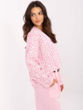 Stylish White Blouse with Pink Pattern