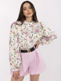 Elegant White Blouse with Floral Pattern