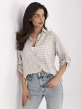 White Checked Long Sleeve Shirt