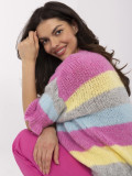 Gray and Pink Striped Sweater