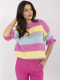 Gray and Pink Striped Sweater