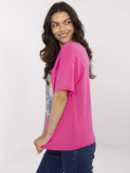 Stylish Short Sleeve T-Shirt in Dark Pink