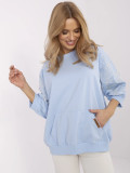 Stylish Light Blue Blouse with 3/4 Sleeves