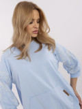Stylish Light Blue Blouse with 3/4 Sleeves