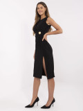 Elegant Midi Dress with Brooch