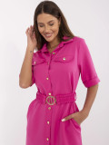 Elegant Fuchsia Shirt Dress