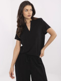 Elegant Black Blouse with V-Neck