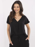 Elegant Black Blouse with V-Neck