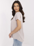 Beige Blouse with V-Neck