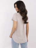 Beige Blouse with V-Neck