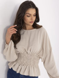 Elegant Beige Blouse with Long Sleeves