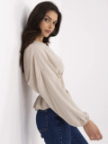 Elegant Beige Blouse with Long Sleeves