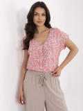 Pink V-Neck Blouse