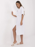 White Flared Dress with Short Sleeves