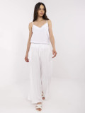 White Wide Leg Viscose Trousers