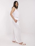White Wide Leg Viscose Trousers