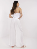 White Wide Leg Viscose Trousers