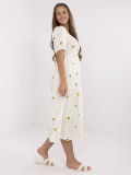 Ecru Flared Dress with Short Sleeves