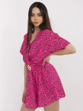 Floral Pattern Jumpsuit in Dark Pink