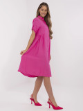 Pink Flared Dress with Short Sleeves