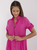 Pink Flared Dress with Short Sleeves
