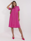 Pink Flared Dress with Short Sleeves