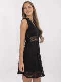 Flared Black Dress with V Neckline