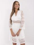 White Flared Dress with 3/4 Sleeves