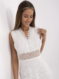 White Flared Dress with V-Neck