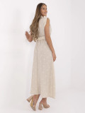 Beige Flared Dress with Embroidery