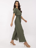 Stylish khaki jumpsuit with short sleeves