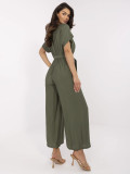 Stylish khaki jumpsuit with short sleeves