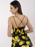 Flared Summer Dress in Black-Yellow