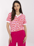 Stylish Short Sleeve Blouse in Pink
