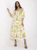 Ecru Flared Dress with Short Sleeves