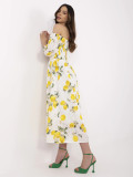 Ecru Flared Dress with Short Sleeves
