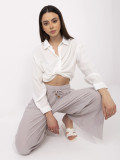 Beige Wide Leg Trousers