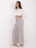 Beige Wide Leg Trousers