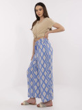 Blue Wide Leg Pants with Geometric Pattern