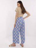 Blue Wide Leg Pants with Geometric Pattern