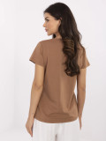Beige T-Shirt with Application and Rhinestones